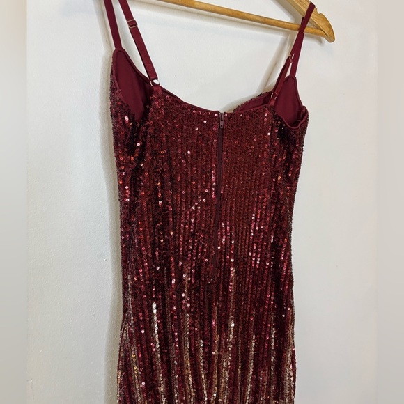 Fashion Nova Striking Arrival Burgundy Silver Sequin Mini Dress - Picture 4 of 10